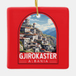 Ornement En Céramique Gjirokaster Albanie Travel Art Vintage<br><div class="desc">Gjirokastër conception de déplacement vectoriel rétro. Il est situé dans une vallée entre les montagnes de Gjerë et le Drino.</div>