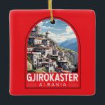 Ornement En Céramique Gjirokaster Albanie Travel Art Vintage<br><div class="desc">Gjirokastër conception de déplacement vectoriel rétro. Il est situé dans une vallée entre les montagnes de Gjerë et le Drino.</div>