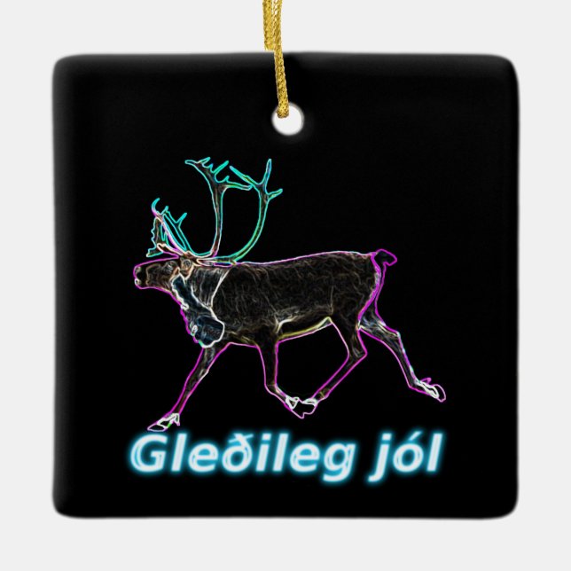 Ornement En Céramique Gleðileg jól - Caribou électrique (Devant)