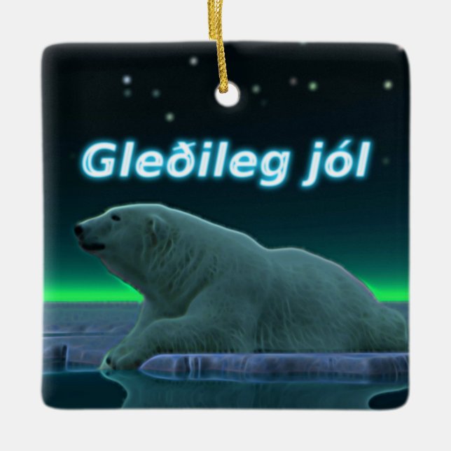 Ornement En Céramique Gleðileg Jól - Ours polaire de bord de glace (Devant)