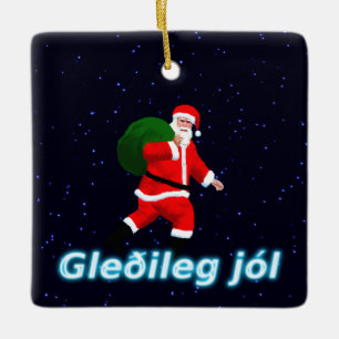 Ornement En Céramique Gleðileg jól - Père Noël