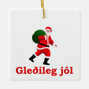 Ornement En Céramique Gleðileg jól - Père Noël