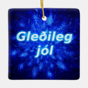 Ornement En Céramique Gleðileg Jól - Snowburst