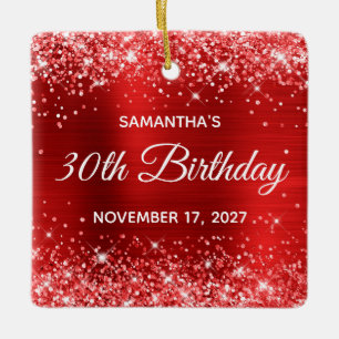 Ornement En Céramique Glittery Red Foil 30e anniversaire