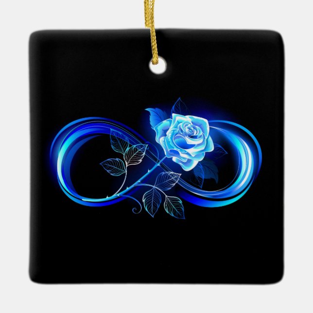 Ornement En Céramique Glowing infinity with blue rose (Devant)