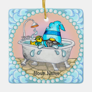 Ornement En Céramique Gnome de bain