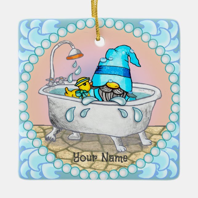 Ornement En Céramique Gnome de bain  (Devant)