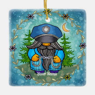 Ornement En Céramique Gnome de police