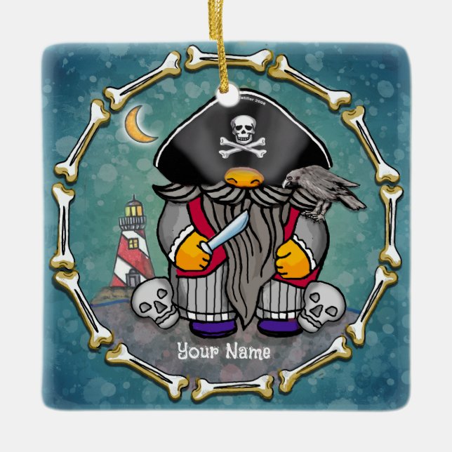 Ornement En Céramique Gnome pirate  (Devant)