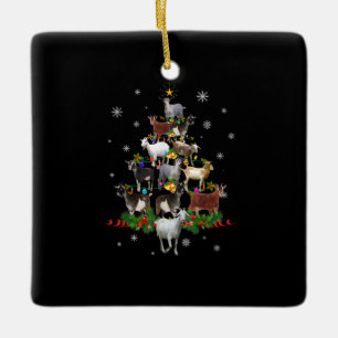 Ornement En Céramique Goat Christmas Tree Snow Goat Xmas