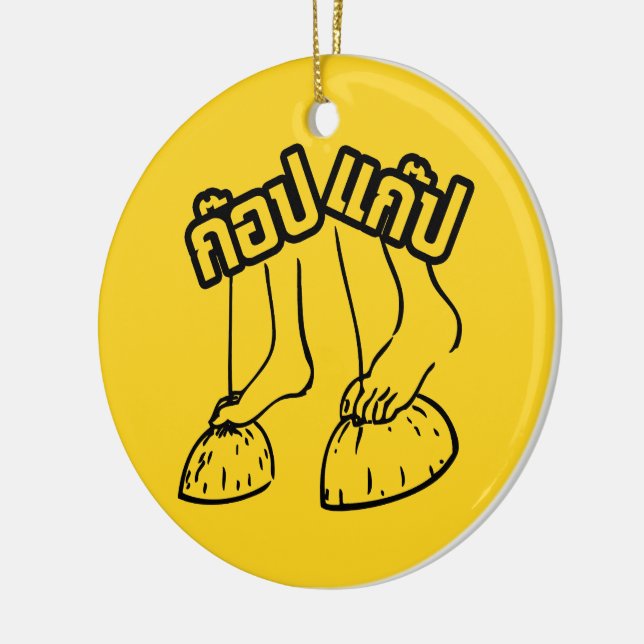 Ornement En Céramique Gob Gab ! Jeux thaïlandais traditionnels (Gauche)