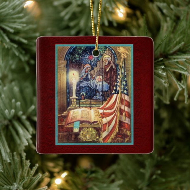 Ornement En Céramique God and Country Patriotic Christmas (Arbre)