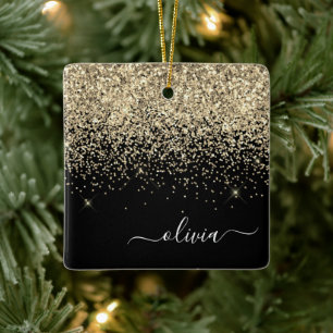 Ornement En Céramique Gold Black Girl Parties scintillant étincelante No