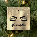 Ornement En Céramique Gold Glitter Sparkle Eyelashes Monogram<br><div class="desc">Gold Faux Foil Parties scintillant d'étincelle métallique broyée Monogramme de métal brossé Nom et cils initiaux (cils),  Extensions d'éyélash et ornements d'yeux. Le design fait le cadeau parfait pour 16 ans,  mariage,  douche nuptiale,  Noël,  anniversaire,  baby shower ou bachelorette pour quelqu'un à la recherche d'un style cool tendance.</div>