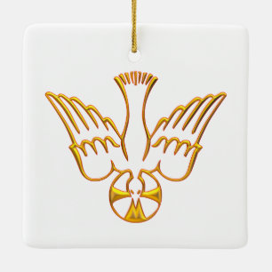Ornement En Céramique Golden 3-D Look Descent of Holy Spirit