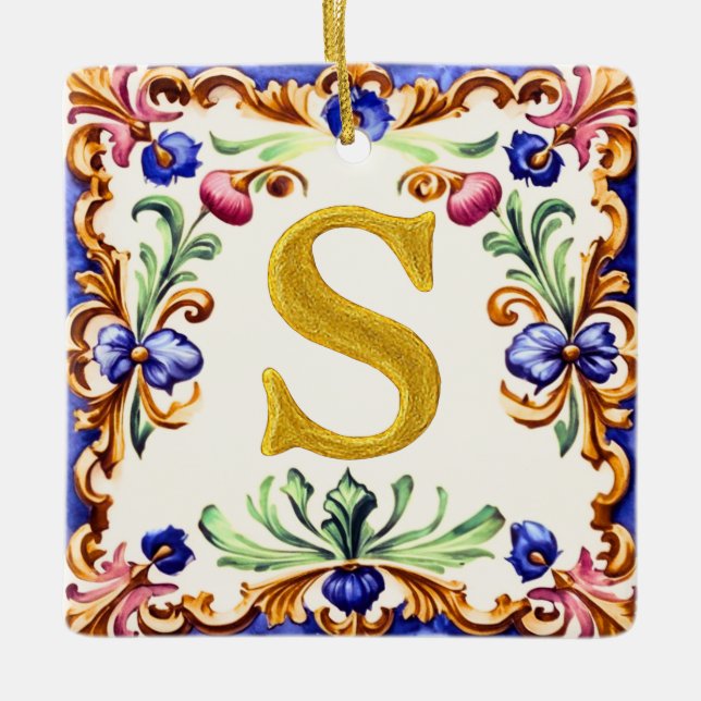 Ornement En Céramique Golden Alphabet – Letter S (Devant)