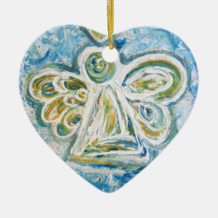 Ornement En Céramique Golden Blue Angel Art Cadeau de vacances