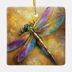 Ornement En Céramique Golden Dragonfly