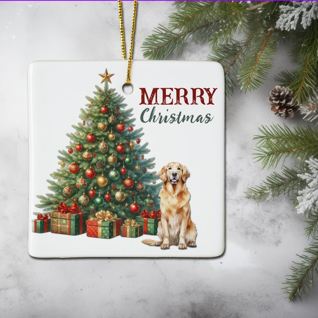 Ornement En Céramique Golden Retriever Chien arbre de Noël (Créateur téléchargé)