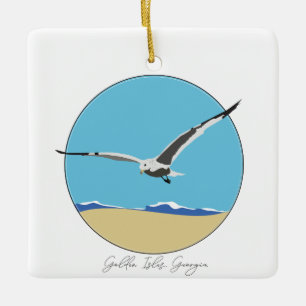 Ornement En Céramique Golden Shorts, Géorgie Sea Gull sur la plage