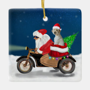 Ornement En Céramique Goldendoodle dog Christmas Santa Claus