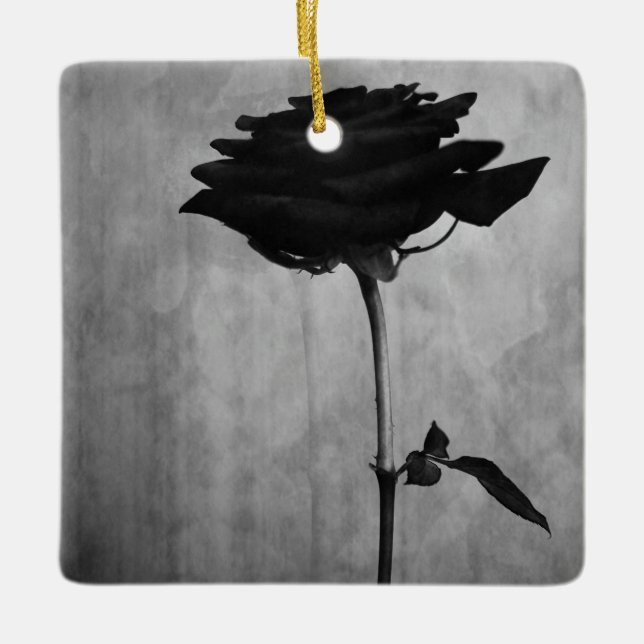 Ornement En Céramique Gothic Black Rose (Devant)