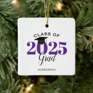 Ornement En Céramique Graduate Class of 2025 Modern Purple