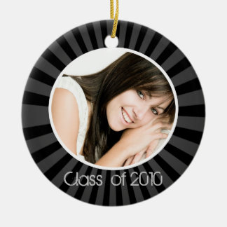 Ornement En Céramique Graduation Black Photo Ornament de Noël