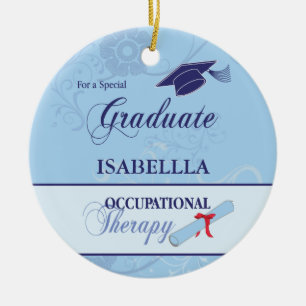 Ornement En Céramique Graduation ergothérapeute Swirl Cadeau rond