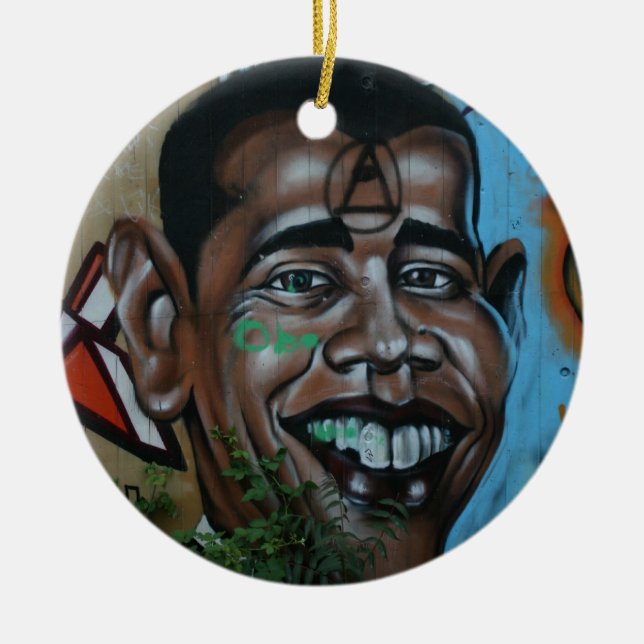 Ornement En Céramique Graffiti d'Obama (Devant)