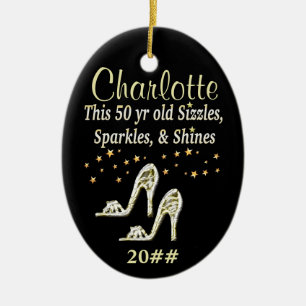 ORNEMENT EN CÉRAMIQUE GRAND ANNIVERSAIRE DU 50E ANNIVERSAIRE DATÉ ORNAME