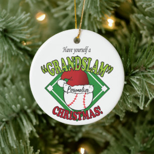 Ornement En Céramique Grand Chelem de baseball de Noël
