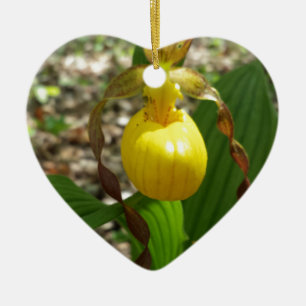 Ornement En Céramique Grand Cypripedium jaune de Madame pantoufle