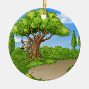 Ornement En Céramique Grand mauvais loup jetant un coup d'oeil de