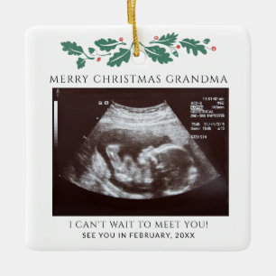 Ornement En Céramique Grand-mère Joyeux Noël Révélation de Grossesse Béb