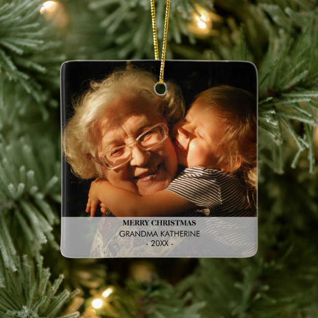 Ornement En Céramique Grand-mère Nana Grandkids Noël Photo (Arbre)
