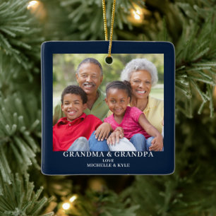 Ornement En Céramique Grand-parents Photo Noël personnalisé