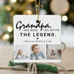 Ornement En Céramique Grand-père. L'Homme. Le Mythe. La Légende. 3 Photo<br><div class="desc">Amusant grand-père de Noël ornement,  mettant en vedette le cool disant 'Grand-père. L'Homme. Le Mythe. La légende" et 3 photos de votre choix sur un arrière - plan blanc classique qui peut être changée en n'importe quelle couleur en utilisant l'option "customiser plus loin".</div>