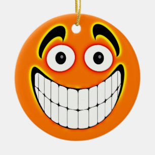 Ornement En Céramique Grand visage orange de grimace