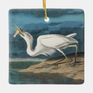 Ornement En Céramique Grande Peinture de la faune d'Audubon Heron blanc