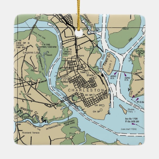 Ornement En Céramique Graphique Charleston SC (Dos)