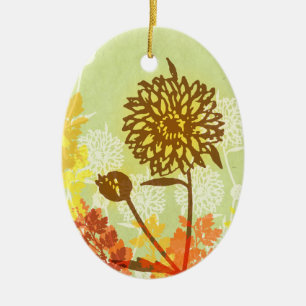 Ornement En Céramique Graphique Chrysanthème