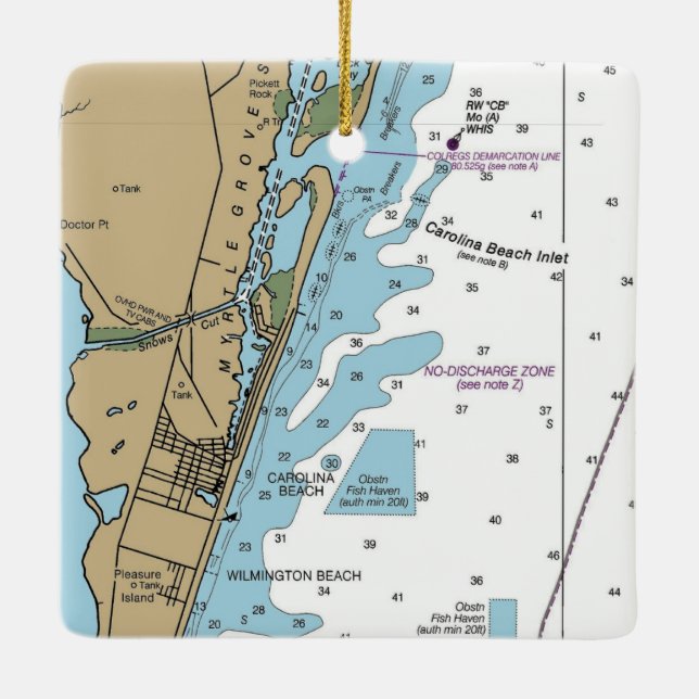 Ornement En Céramique Graphique CN de Carolina Beach (Dos)