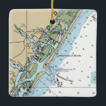 Ornement En Céramique Graphique CN de Wrightsville Beach<br><div class="desc">Wrightsville Beach Carolina Nord ornement de Noël réalisé avec carte nautique.</div>