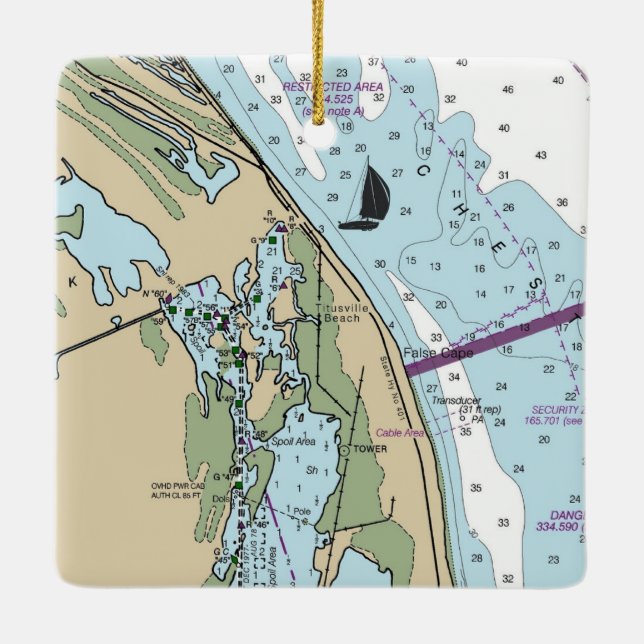 Ornement En Céramique Graphique de Titusville Beach Floride (Dos)