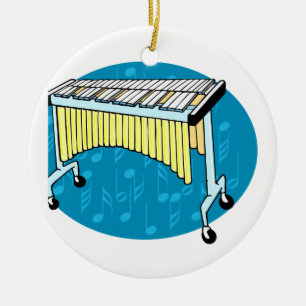 Ornement En Céramique Graphique de xylophone avec l'arrière - plan bleu