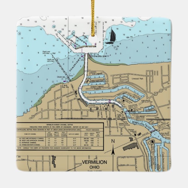 Ornement En Céramique Graphique Nautique de Vermilion Ohio (Dos)