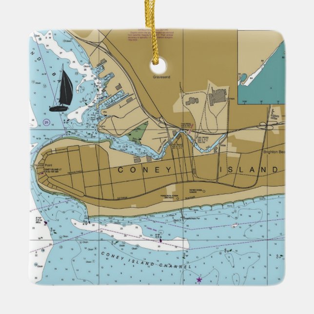 Ornement En Céramique Graphique NY de Coney Island (Devant)