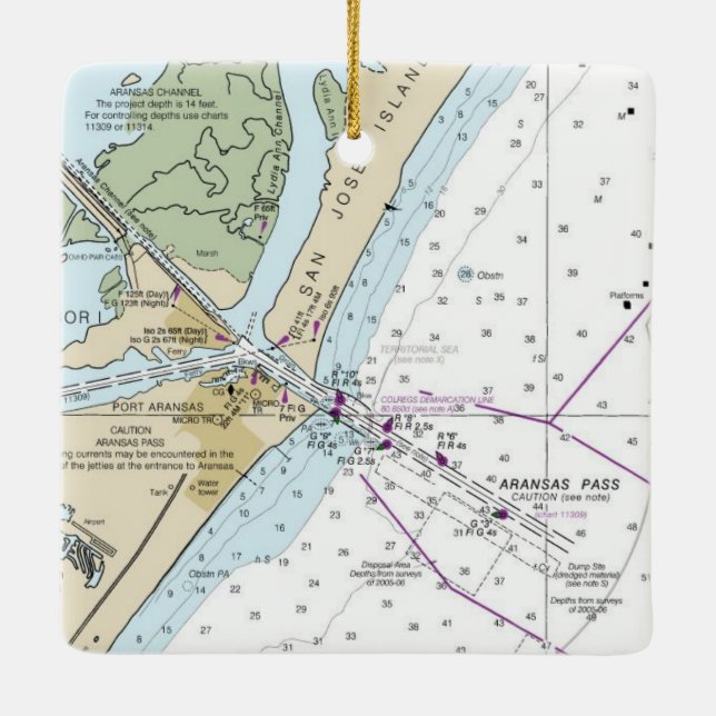 Ornement En Céramique Graphique Port Aransas (Dos)