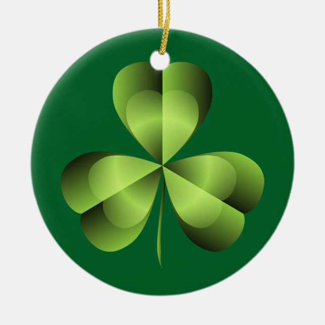 Ornement En Céramique Graphique shamrock à trois feuilles (Devant)